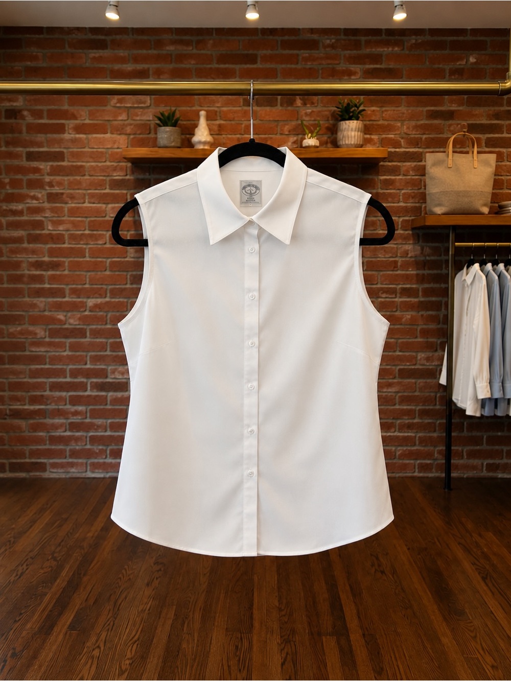 Brooks Brothers Non-Iron White Sleeveless Button Down Blouse Shirt Size 12